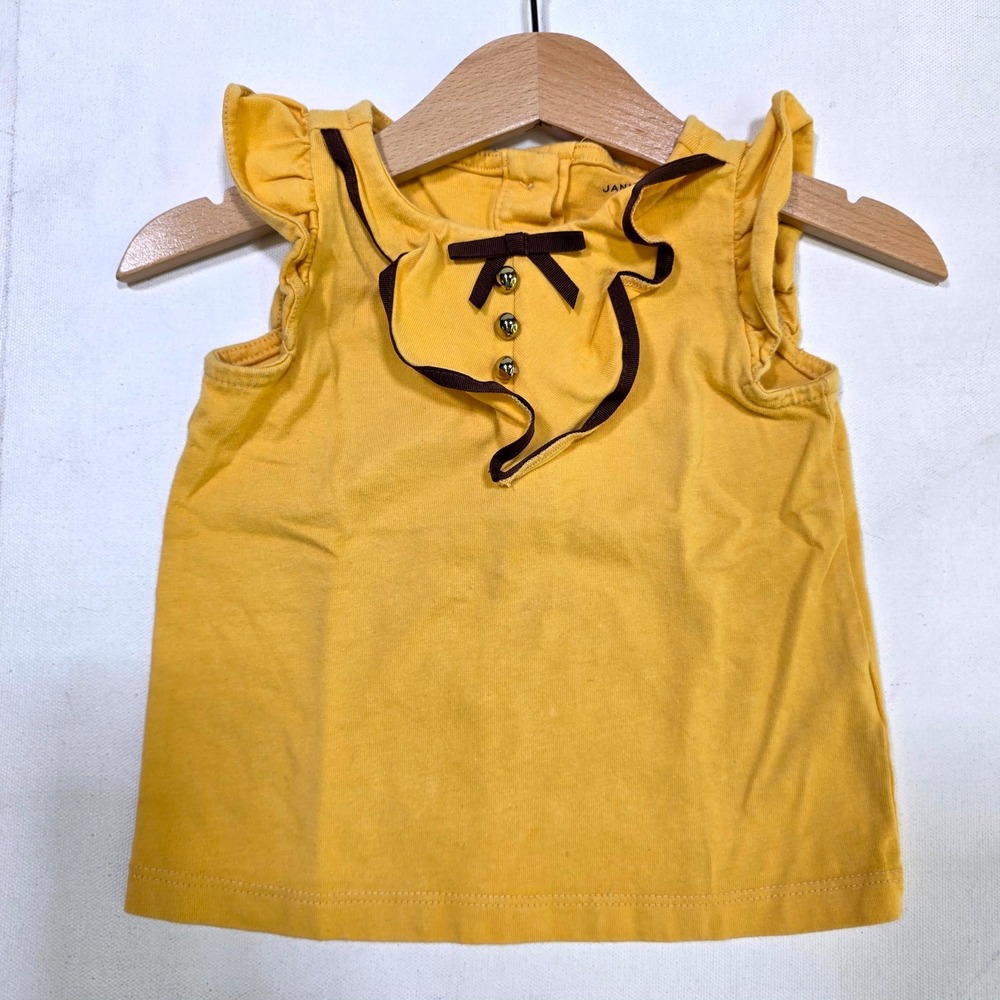 Janie and Jack Ruffle Bib Top Girl 18-24 Months Yellow Bow Flutter Sleeve 8934